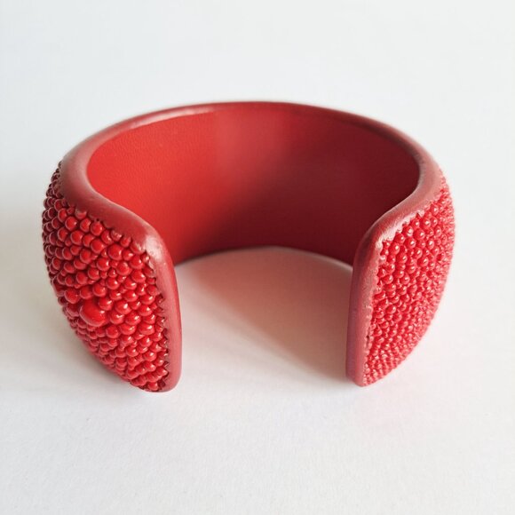 Women's Red Stingray Cuff Bracelet with Peace Crystal Sign - Picture 5 of 14